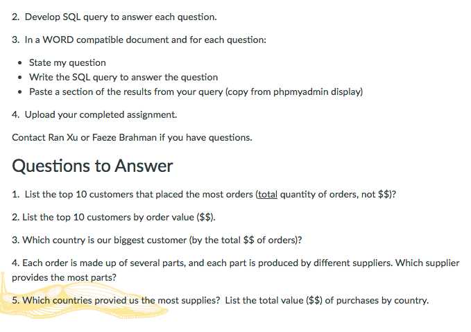 sql query exam questions and answers