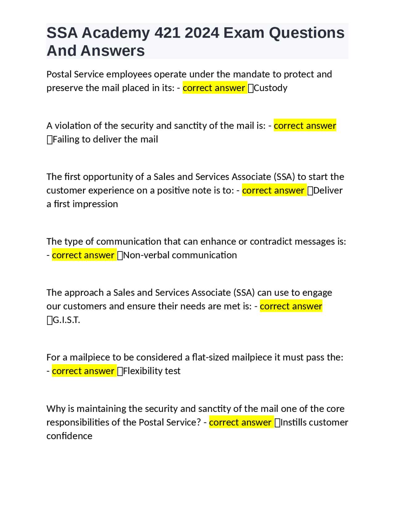 postal exam 421 questions