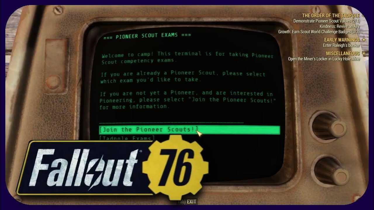 pioneer scout exam answers fallout 76