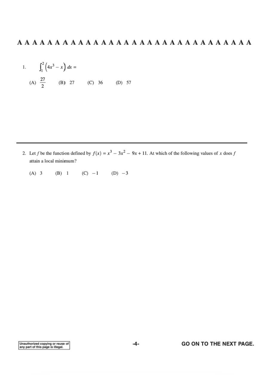 practice ap calculus ab exam multiple choice