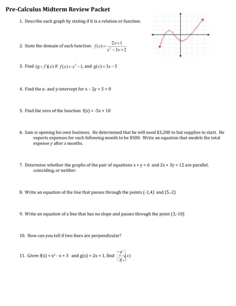 pre calculus midterm exam answers