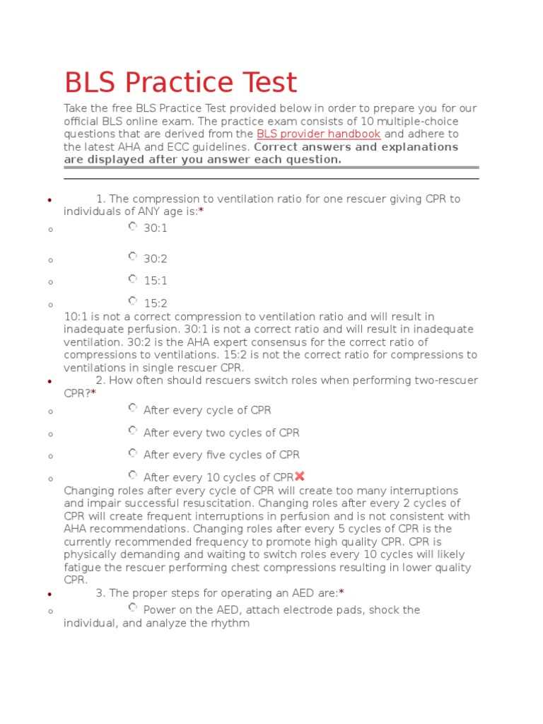 bls recertification exam answers