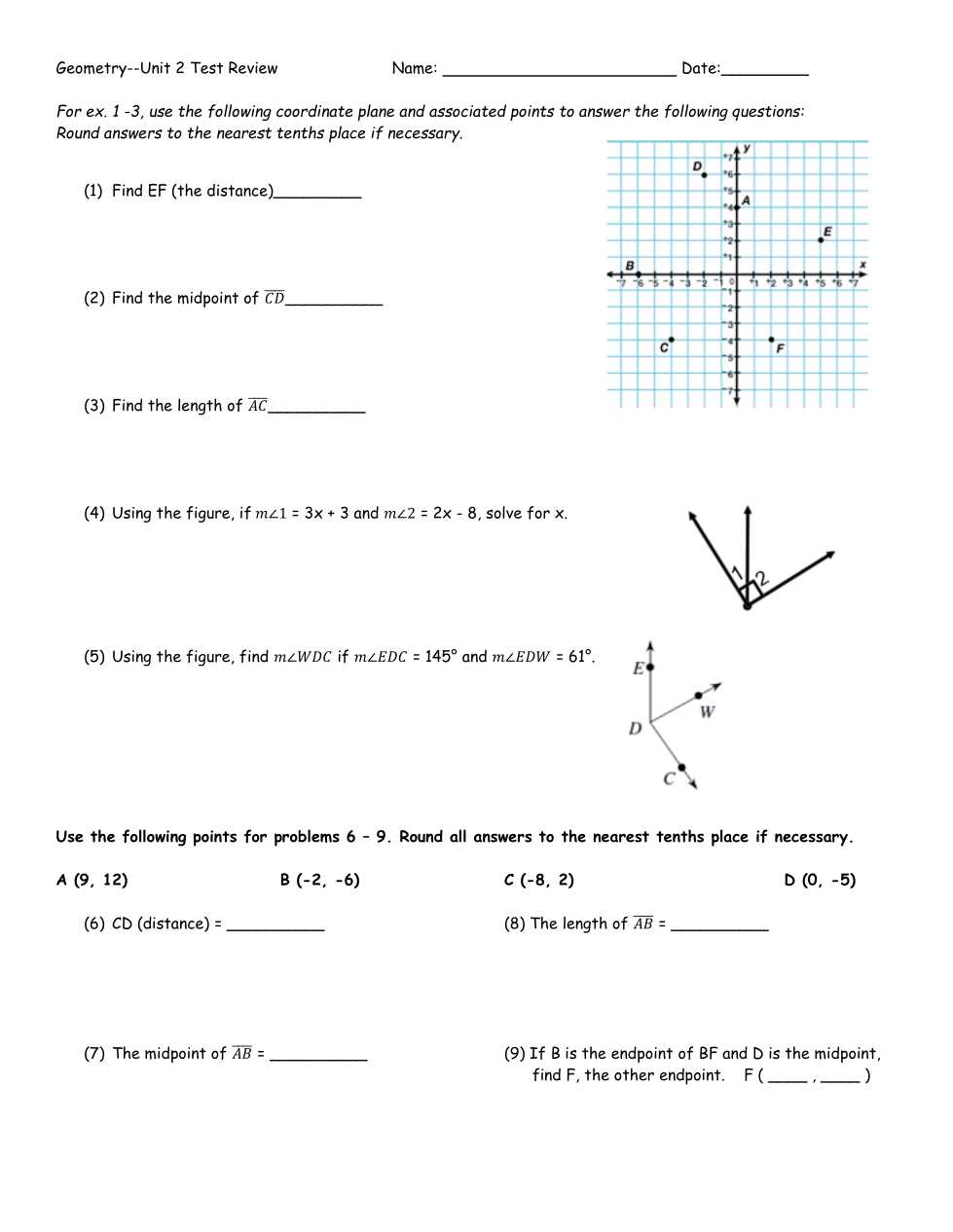 geometry unit 2 exam answers