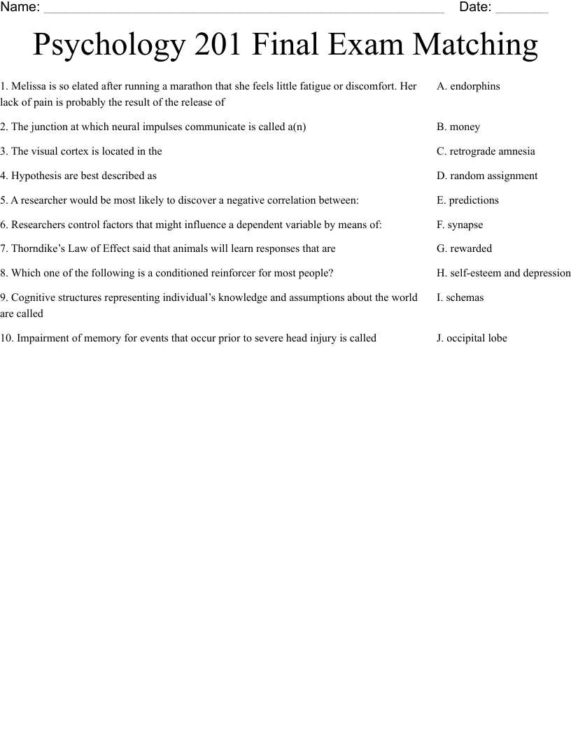 psy 201 final exam answers