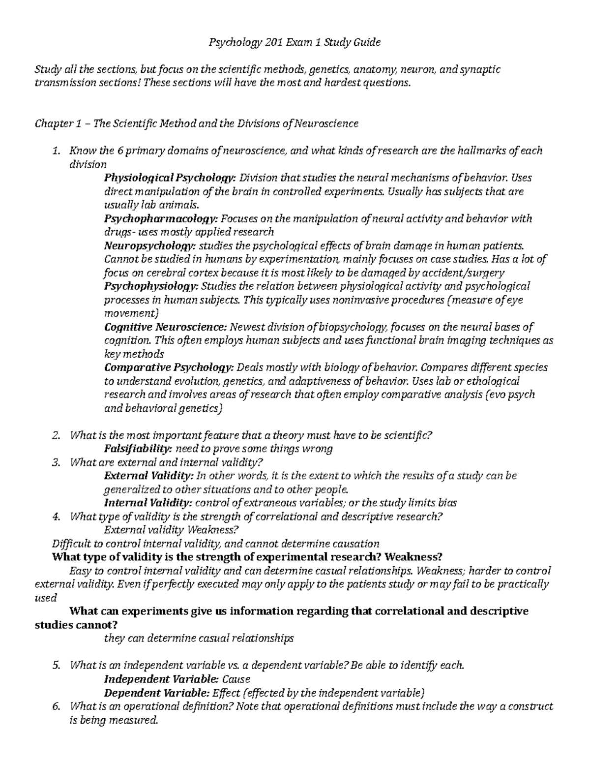 psychology 201 exam 1