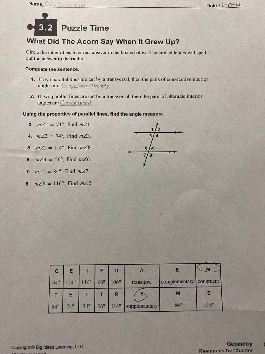 puzzle time answers