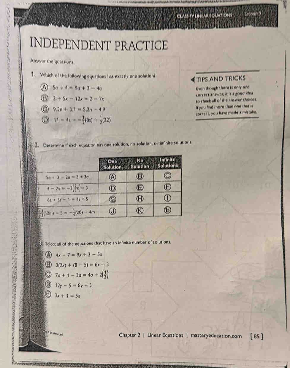 independent practice answers