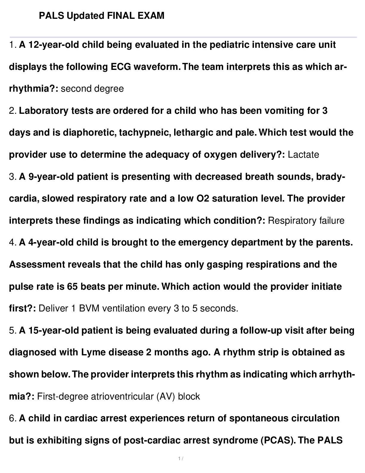 heartcode pals written exam answers