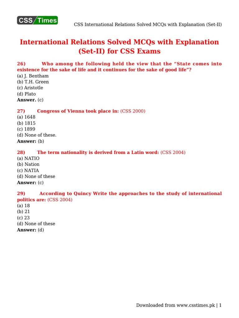 international relations exam answers