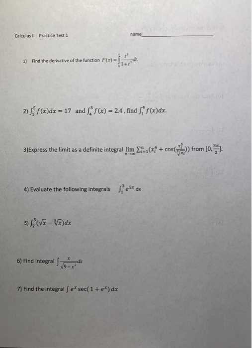 calculus 1 practice exam with answers