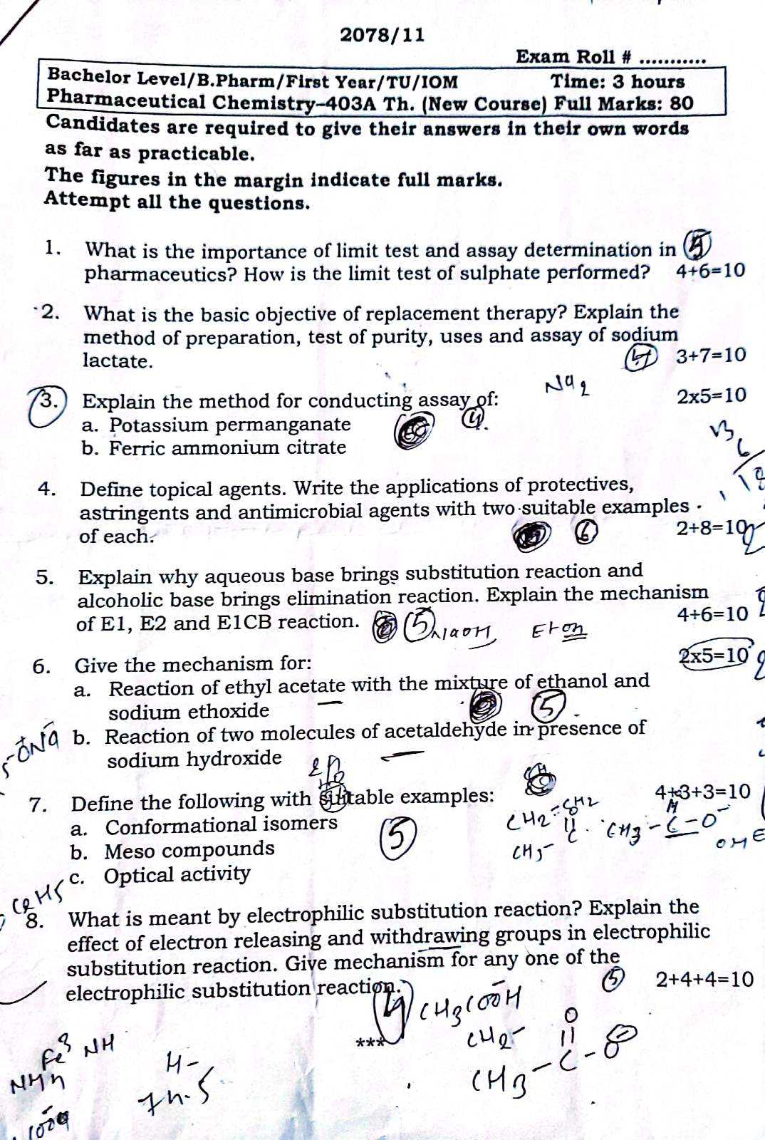 pharmacy exam questions