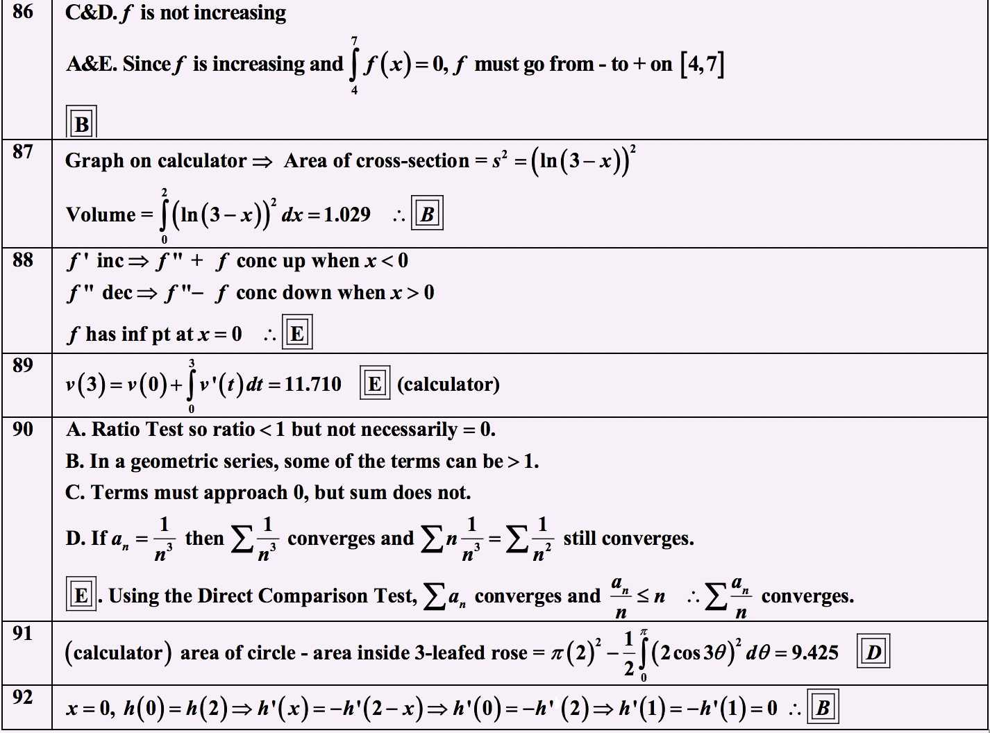 ap calculus ab multiple choice answers