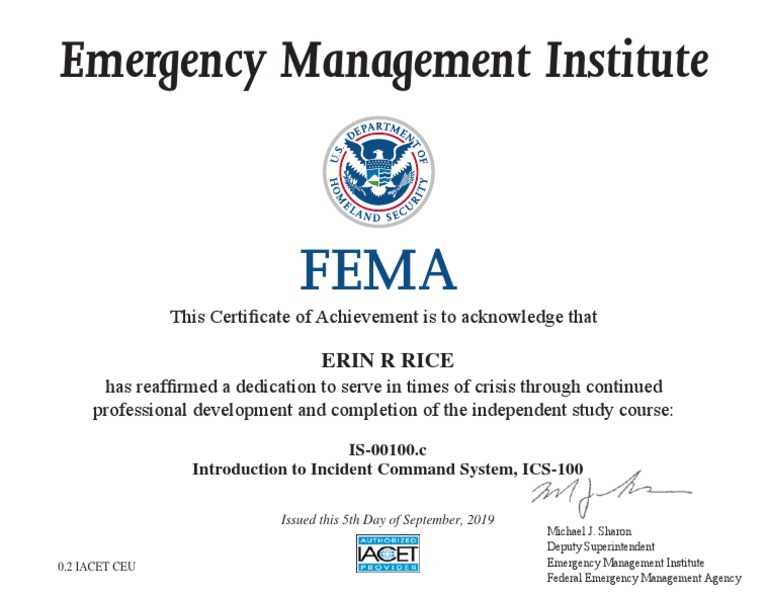 final exam fema is 100 c answers