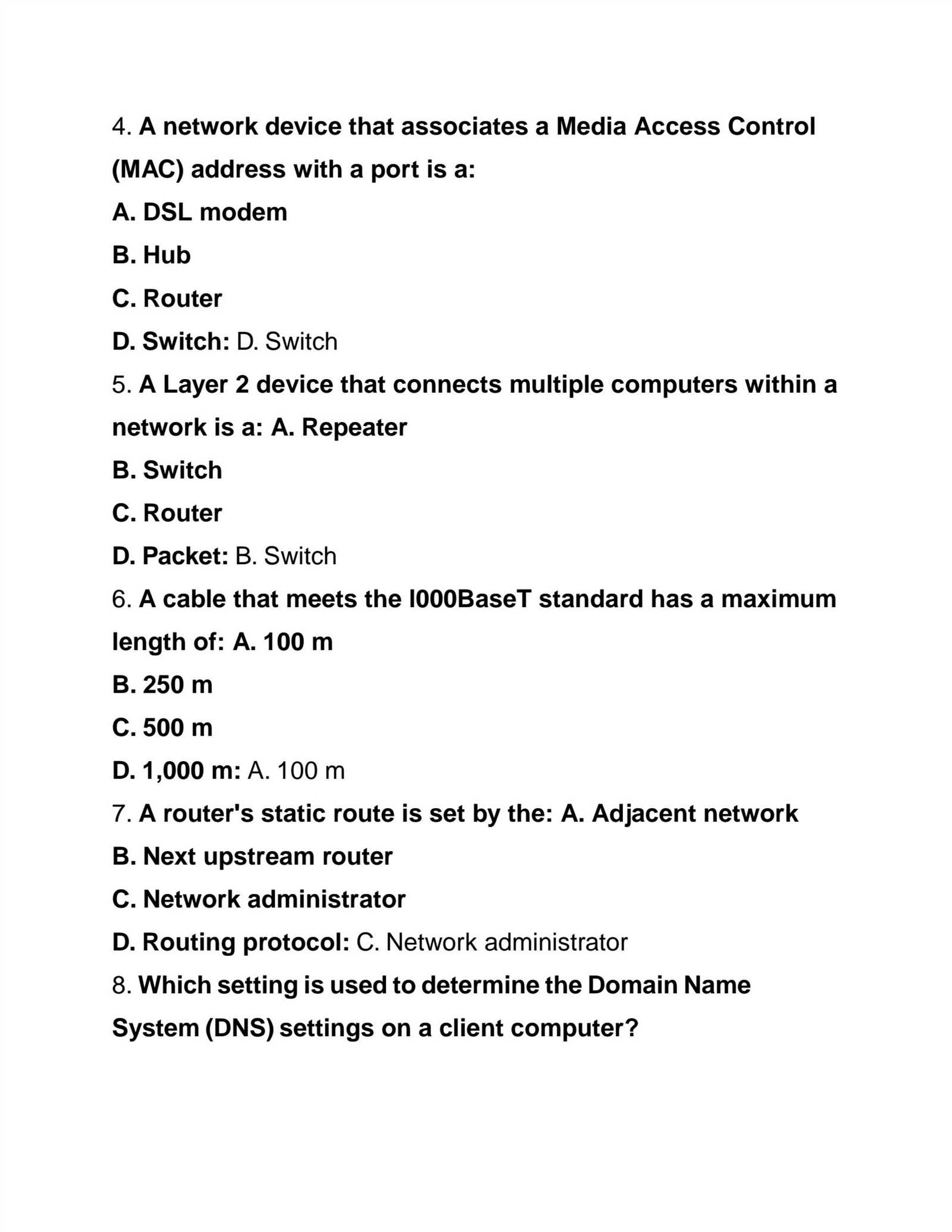 network fundamentals final exam questions and answers