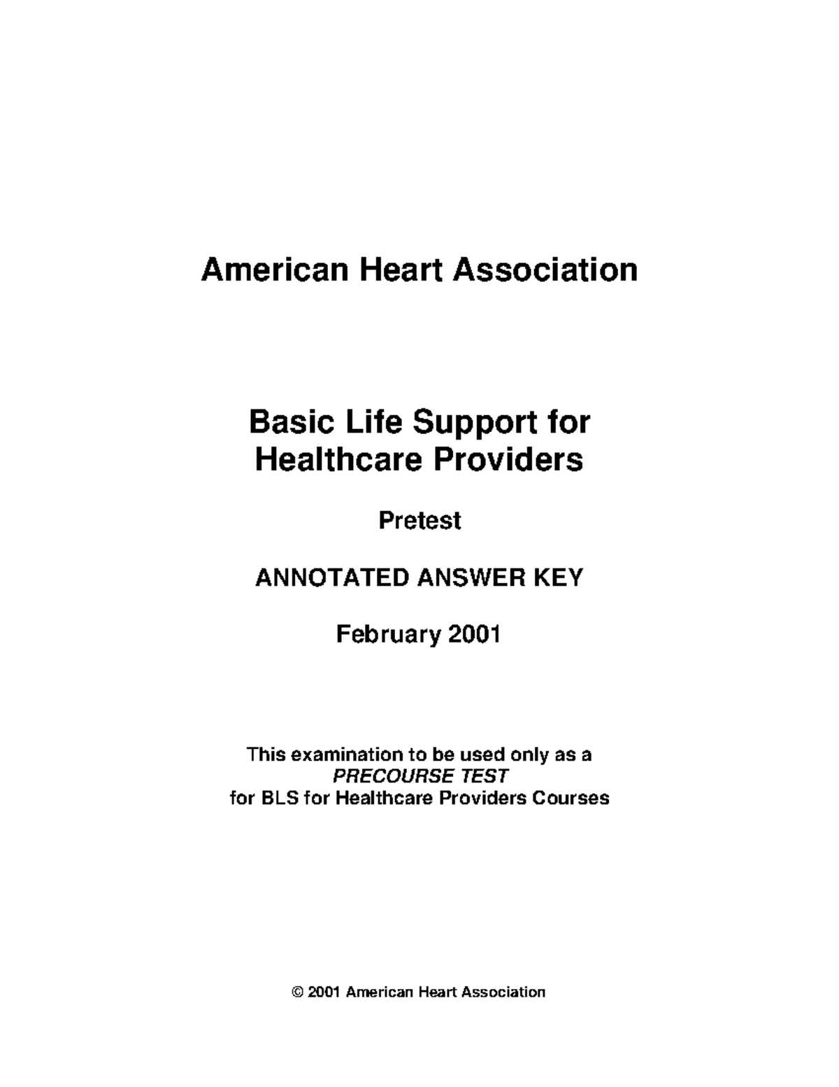 aha basic life support exam a answers