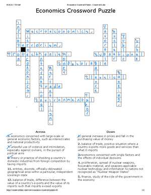 economic crossword puzzle answers