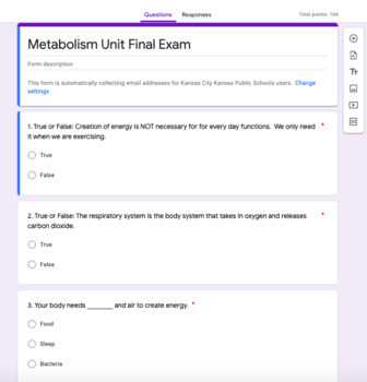 metabolism exam questions and answers