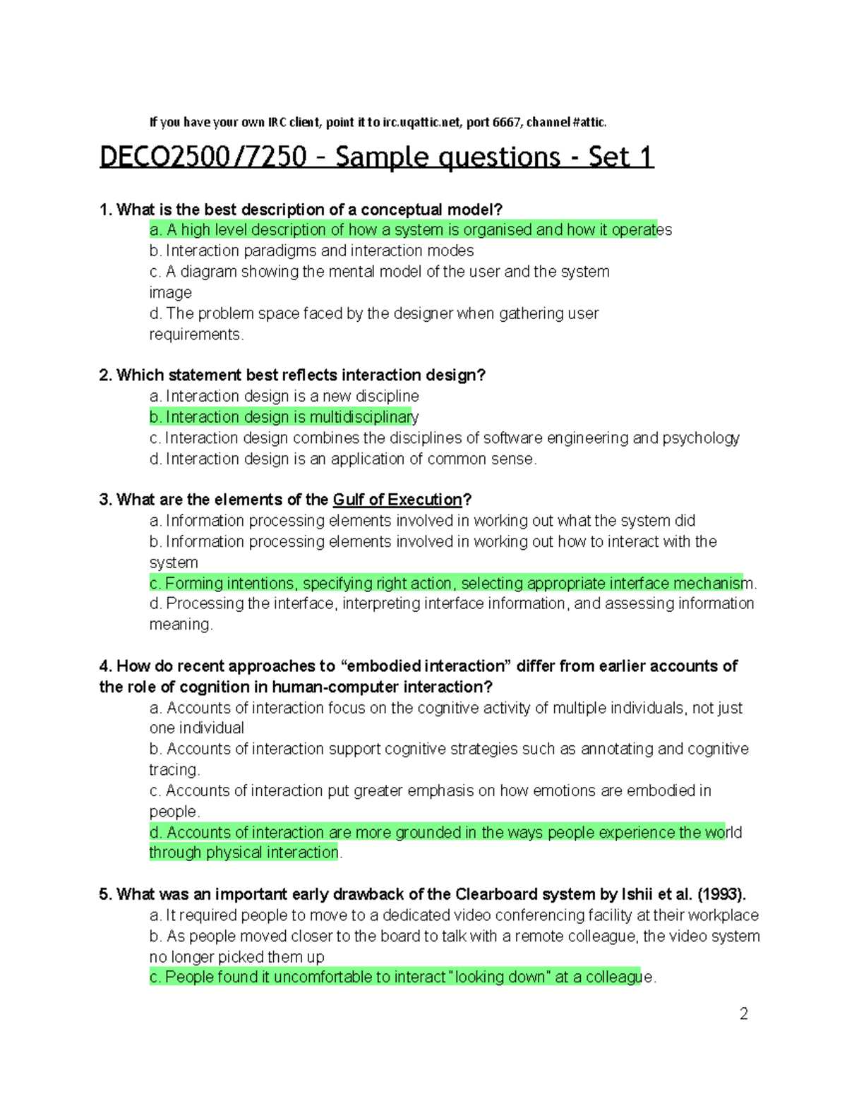 human computer interaction exam questions and answers