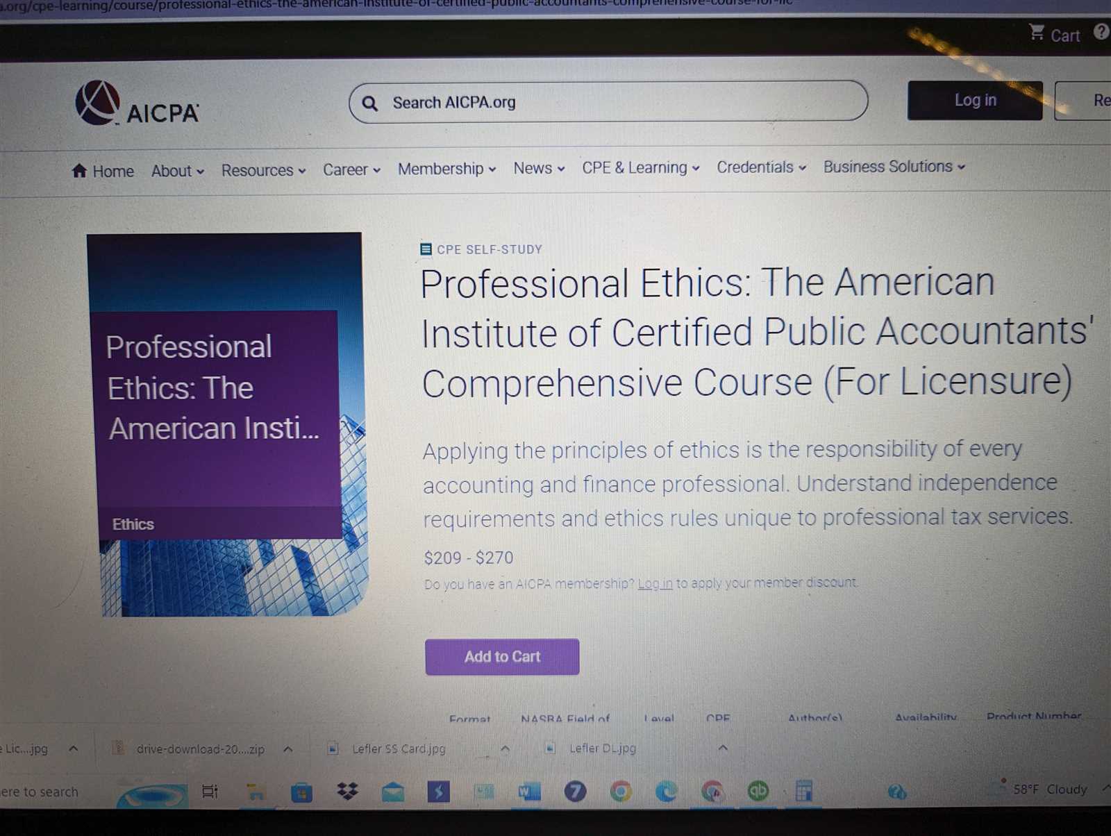 aicpa comprehensive ethics exam answers