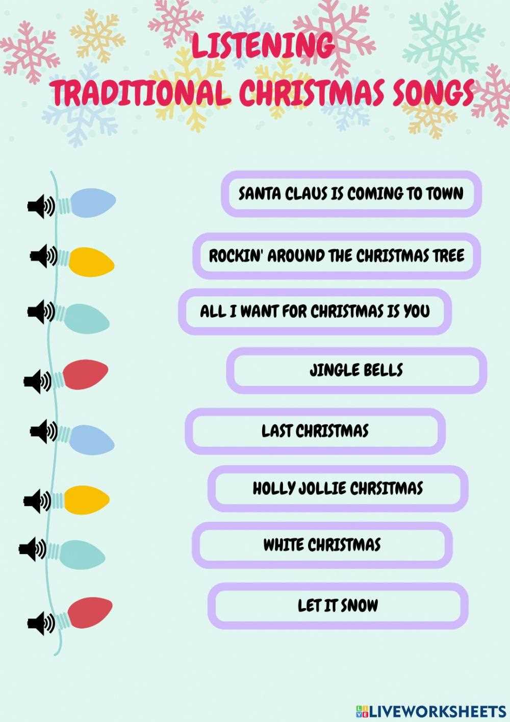 christmas songs worksheet answers