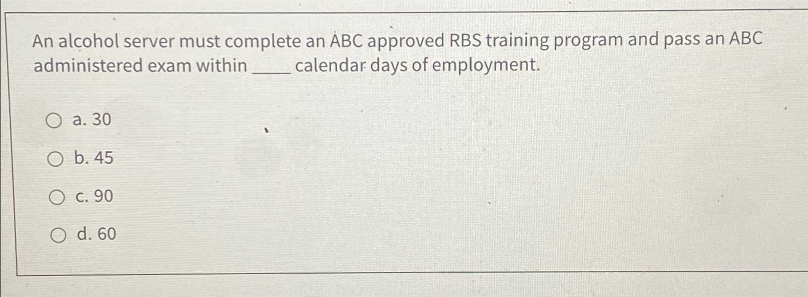 rbs exam answers california