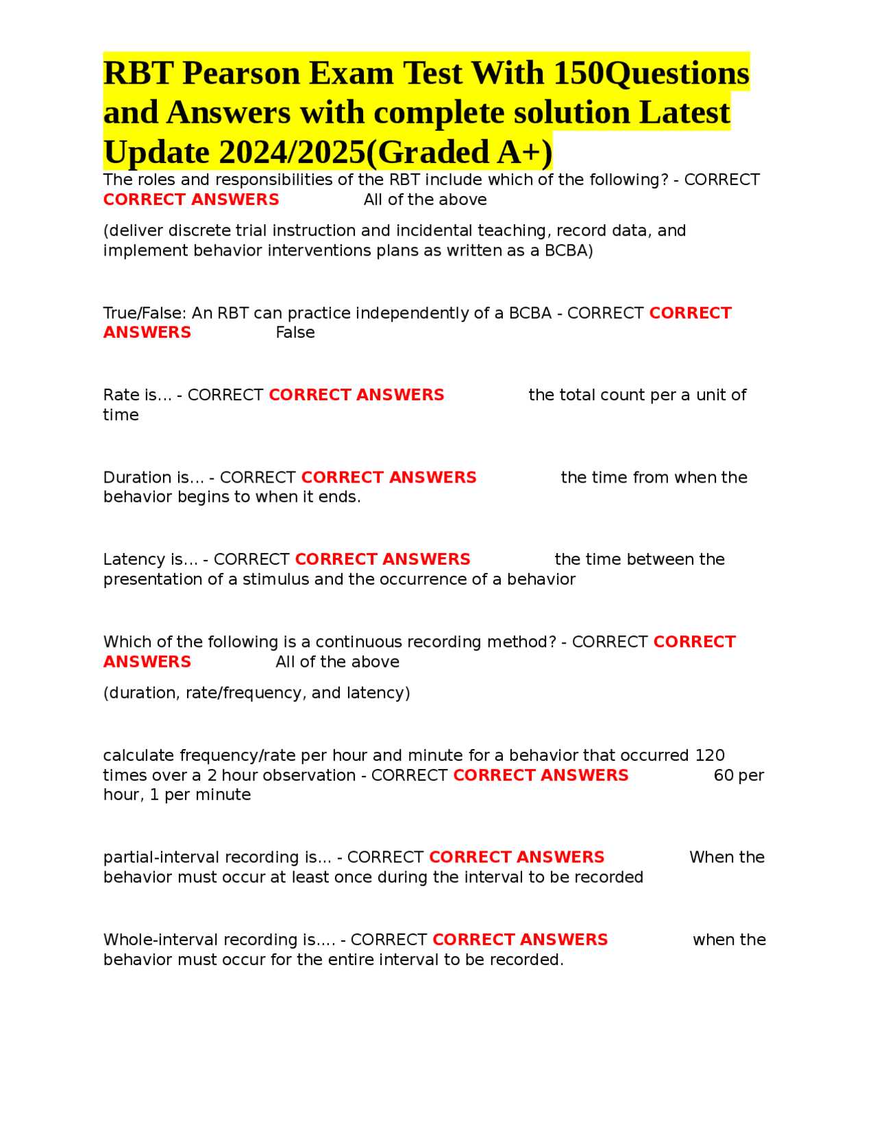 rbt exam answer key