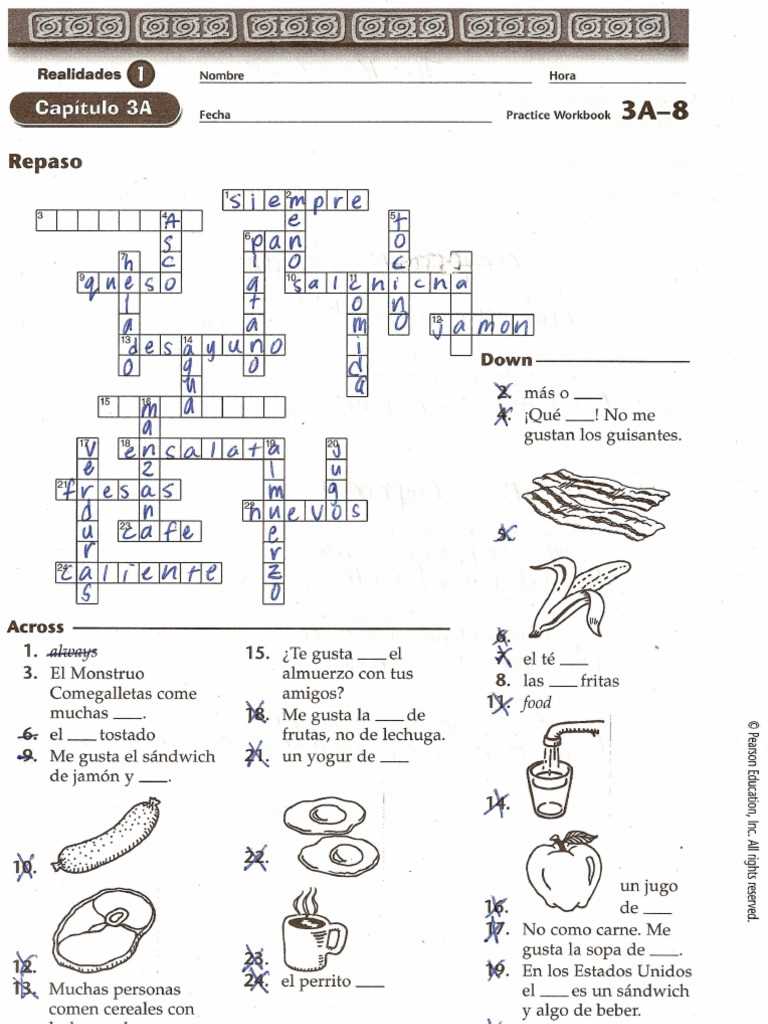 realidades 2 capitulo 3a 8 crossword answers page 58