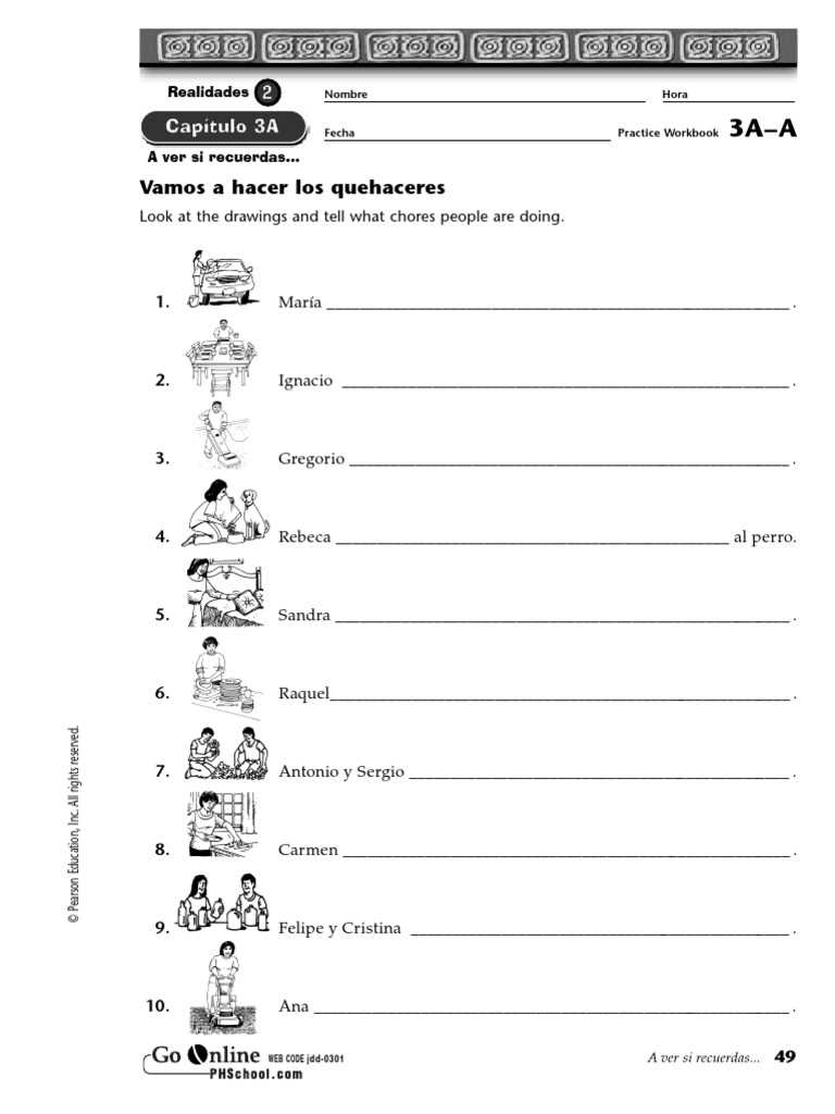 realidades 2 examen del capitulo 3a answers