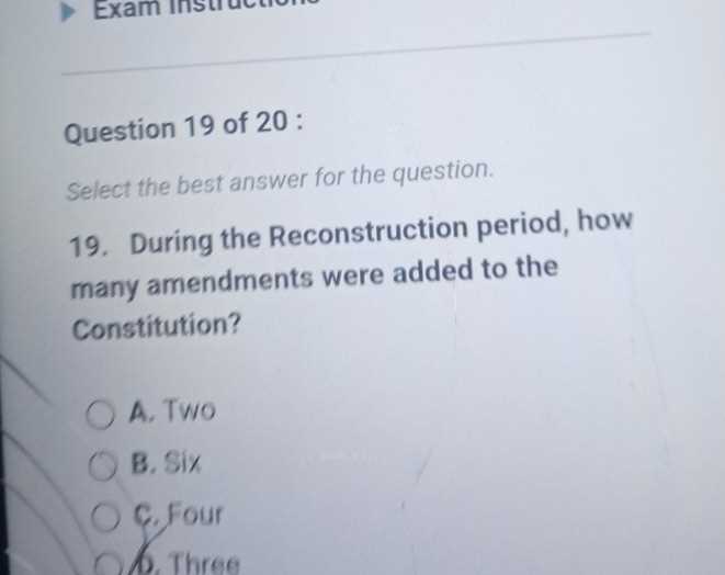 reconstruction exam answers