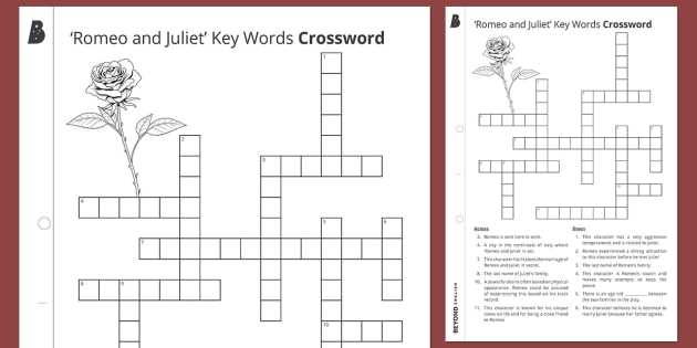 romeo and juliet crossword puzzle answers