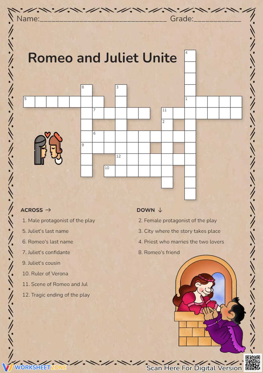 romeo and juliet crossword puzzle answers