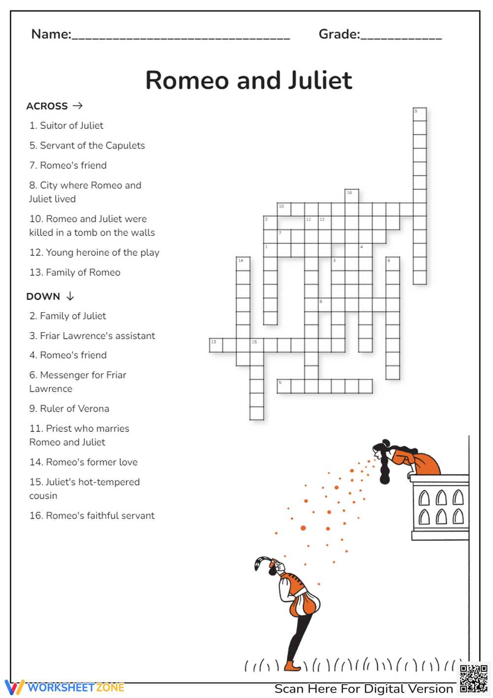 romeo and juliet crossword puzzle answers