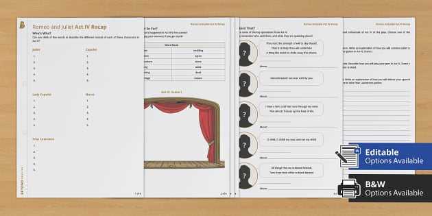 romeo and juliet final exam answer key