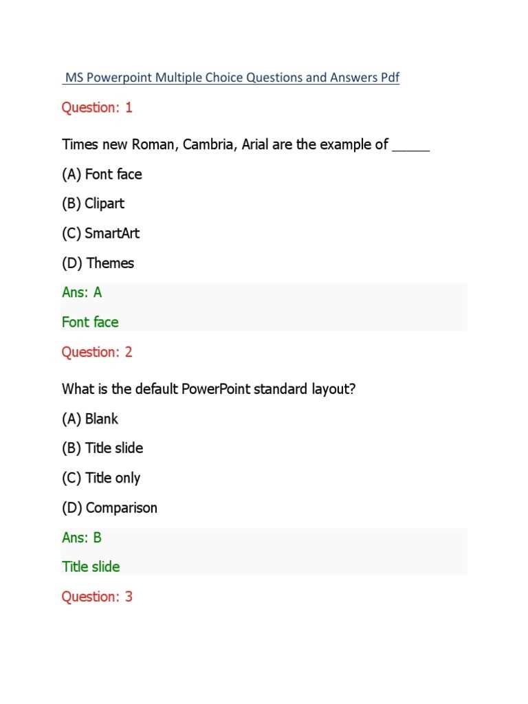 powerpoint exam questions and answers