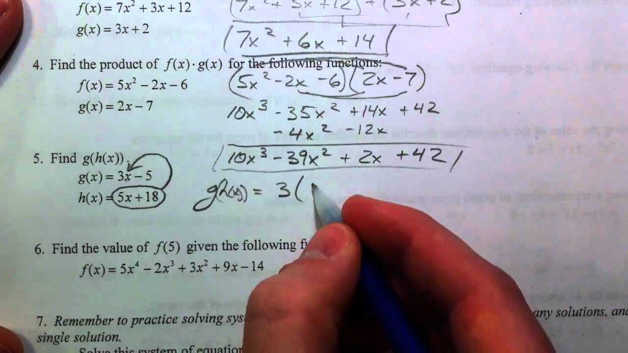 algebra 2 final exam review answers