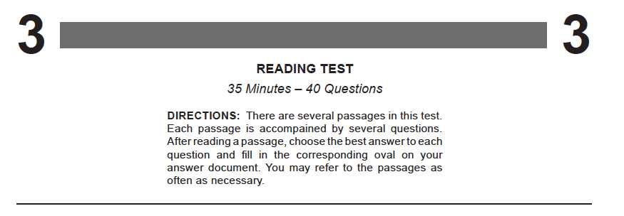 sample act reading test passage with questions and answer explanations