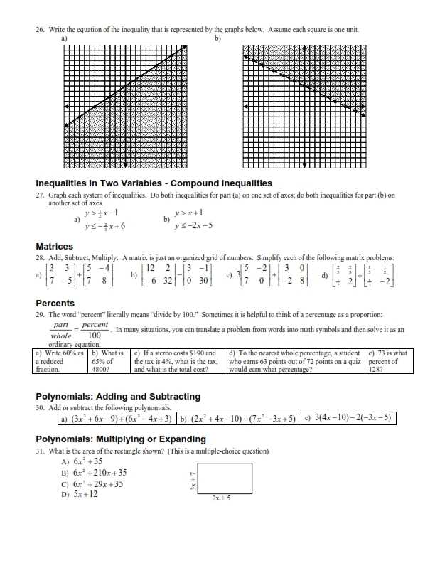 algebra 1 semester 2 final exam answers