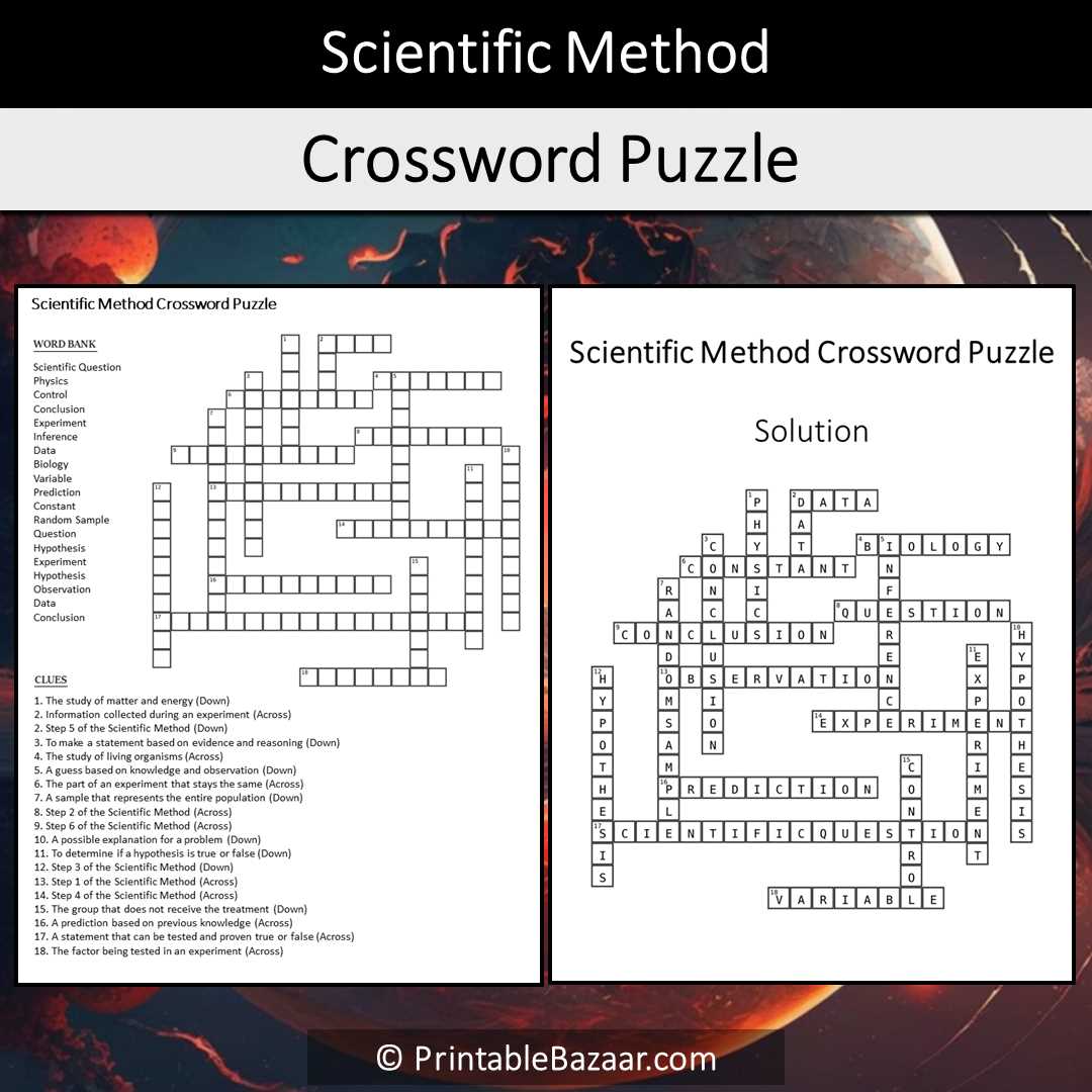 scientific method crossword answers