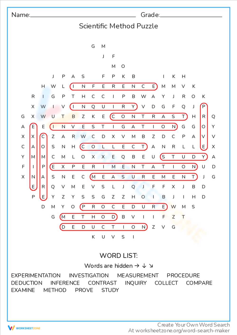 scientific method puzzle answer