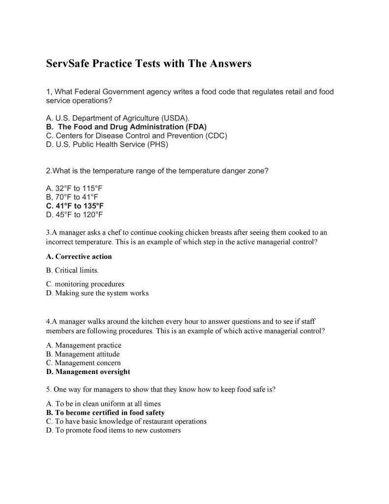 servsafe post test answers