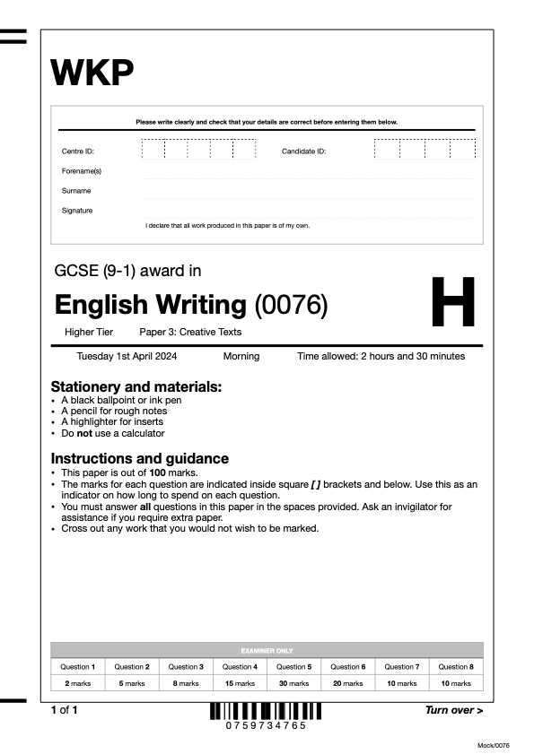 gcse exam questions