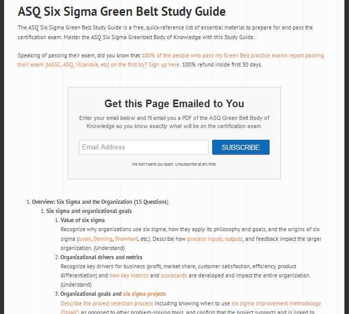 six sigma green belt exam questions