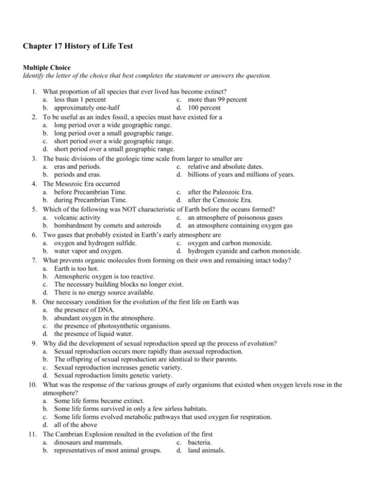 chapter 17 biology test answers