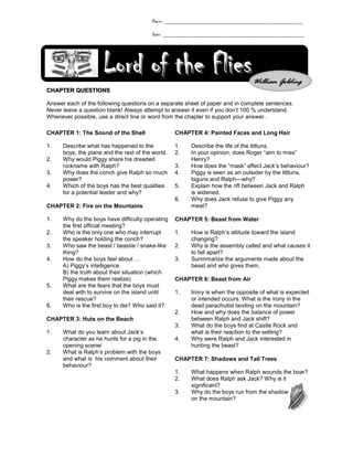 lord of the flies test answer key