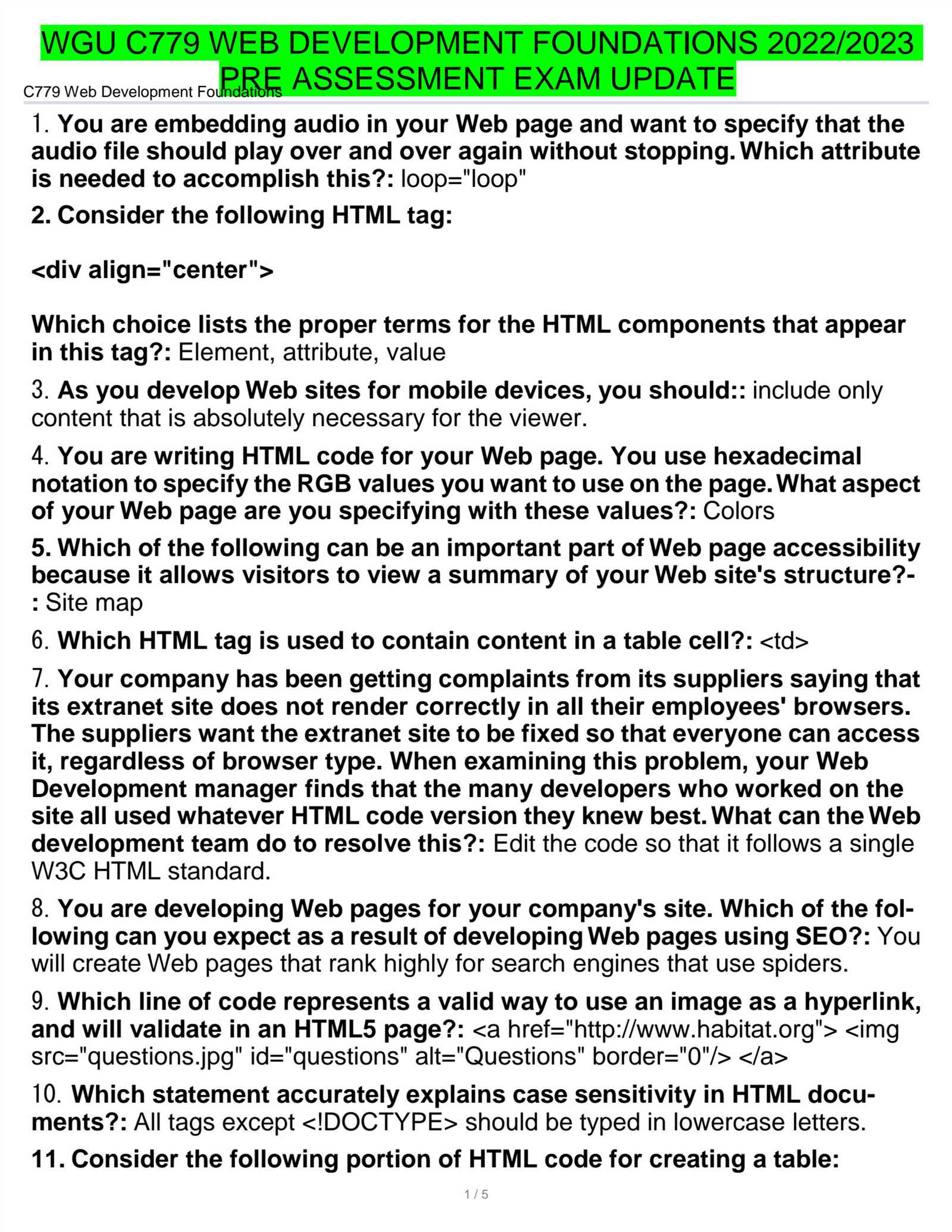 web development exam questions and answers