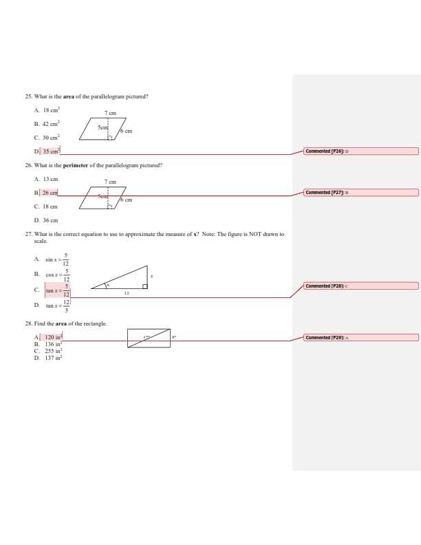 geometry second semester final exam answer key