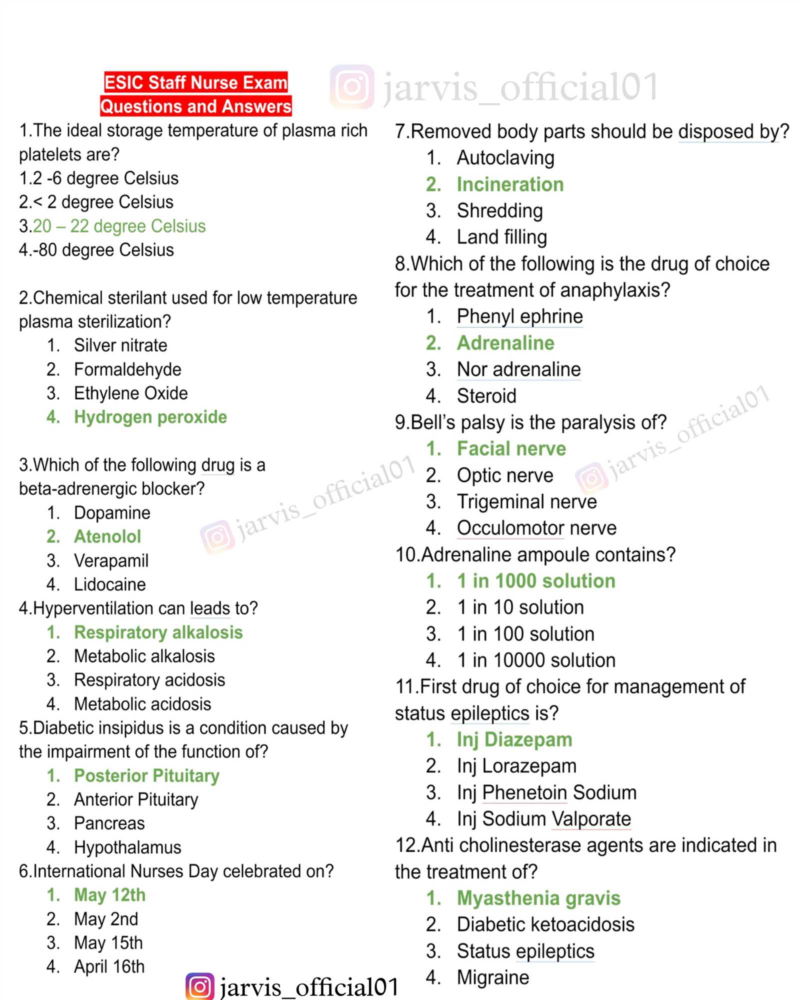 question and answer nursing exam