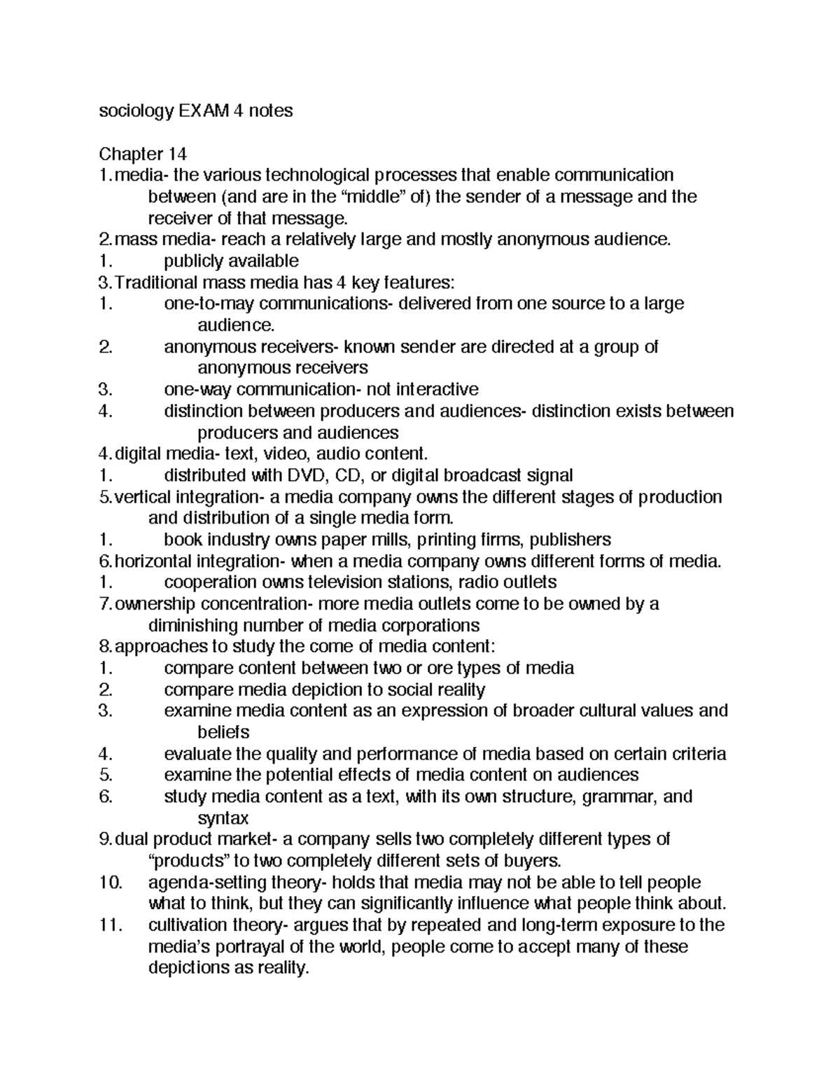 sociology exam 4 answers