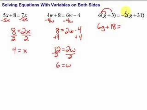 solving equations with variables on both sides answers