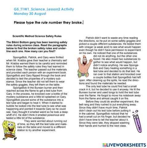 spongebob scientific method answer key